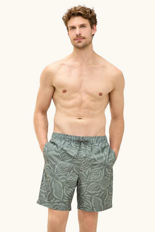 Men - Swim shorts - patterned - green