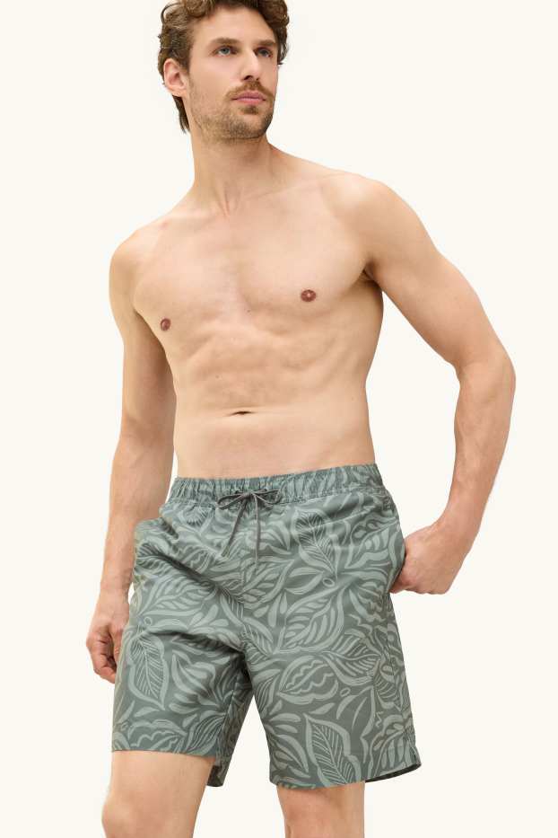 Men - Swim shorts - patterned - green