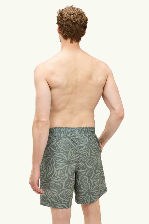 Men - Swim shorts - patterned - green