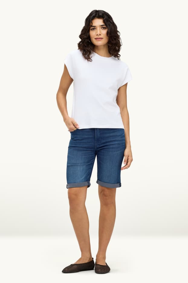 Dona - Bermudes texanes - mid waist - jog denim - texà blau