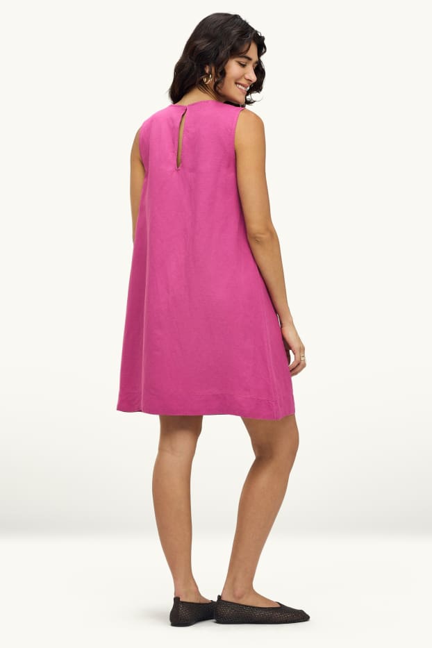 Damen - A-Linien Kleid - Leinen-Mix - pink