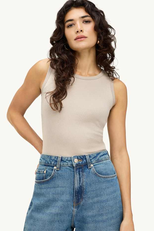 Femmes - Haut avec soutien-gorge intégré - gris clair