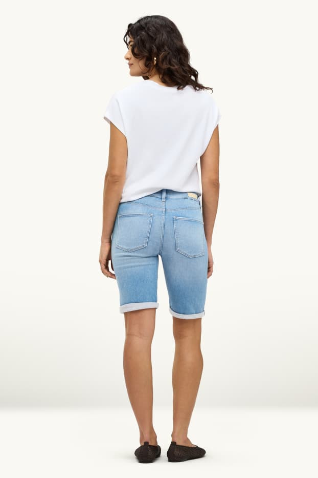 Dona - Bermudes texanes - mid waist - jog denim - blau clar