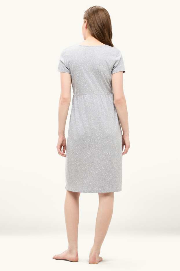 Women - Nursing nightdress - polka dot - gray