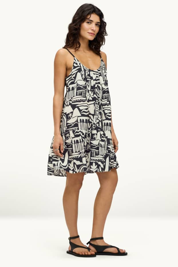 Donna - Vestito - straight fit - fantasia - nero / bianco