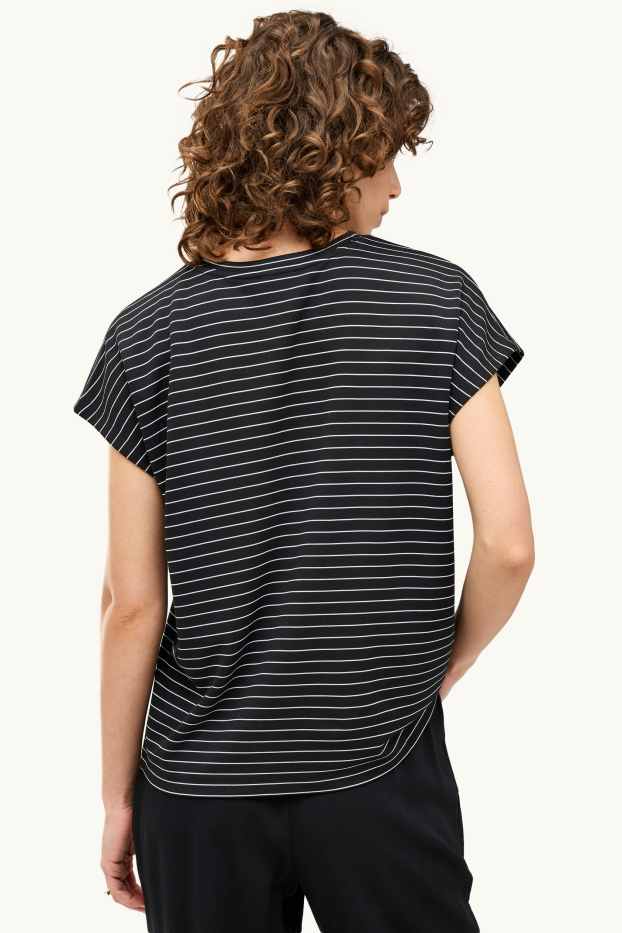 Dames - T-shirt - regular fit - gestreept - zwart / wit