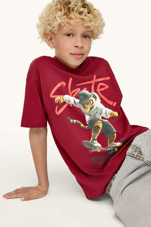 Enfants garçons - Tigre - T-shirt - rouge