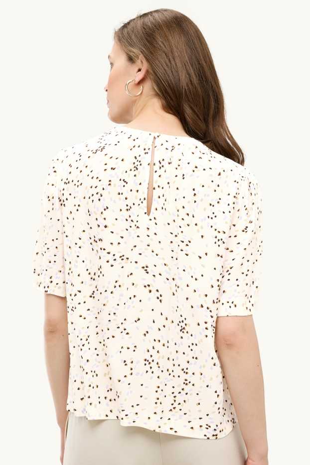 Dames - Blouse - met stippen - crème wit