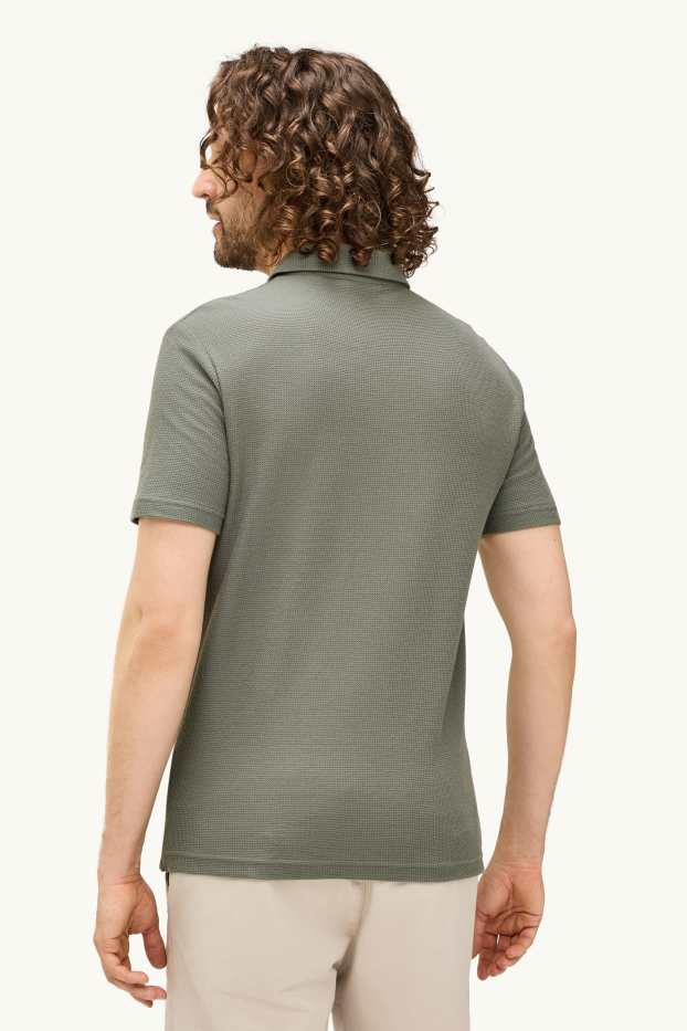 Herren - Poloshirt - Regular Fit - strukturiert - grün / grau