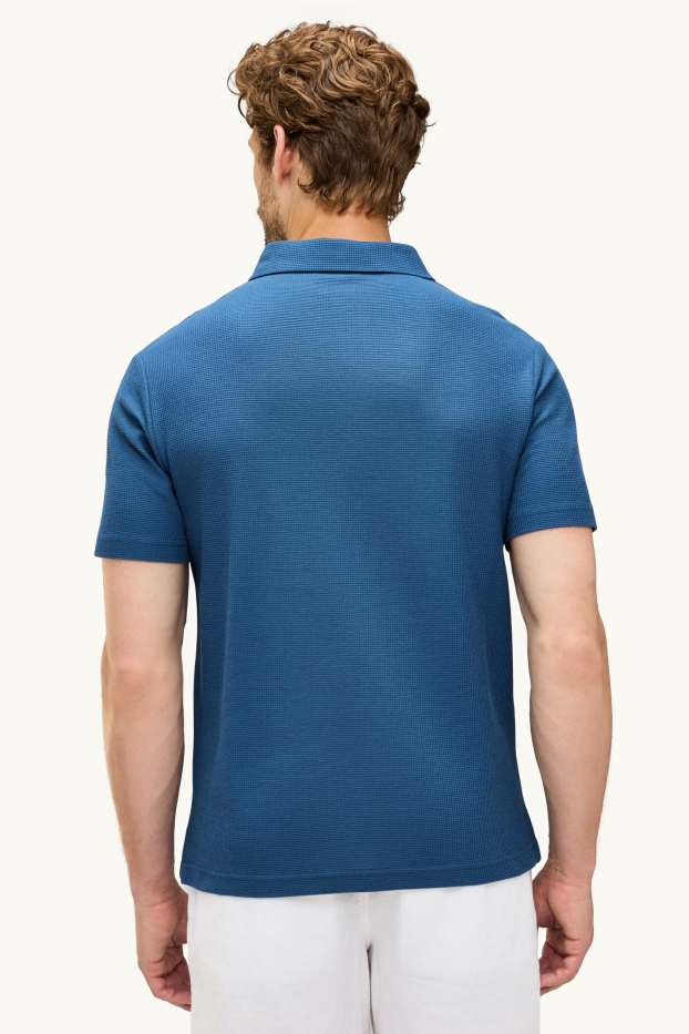 Men - Polo shirt - regular fit - textured - blue