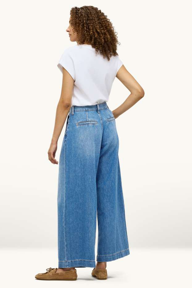 Femei - Wide leg jeans - talie înaltă - albastru