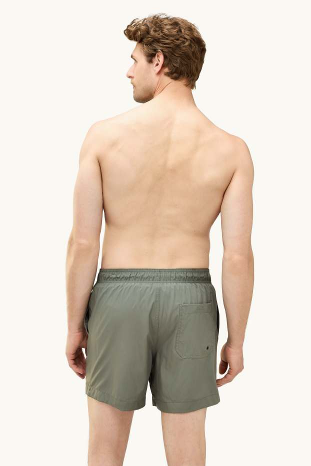 Hommes - Short de bain - look 2-en-1 - vert foncé