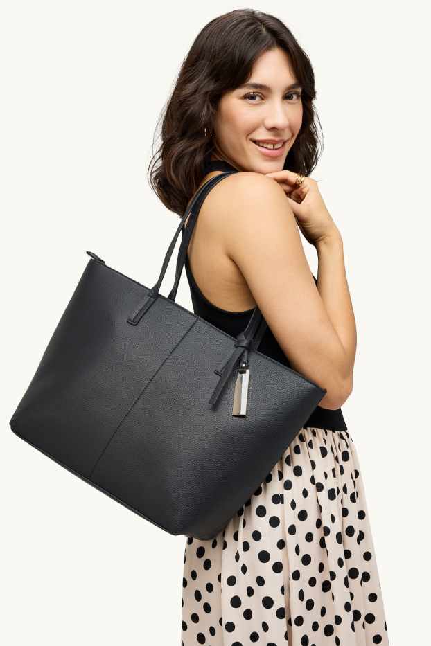 Dona - Bossa shopper gran - pell sintètica - negre