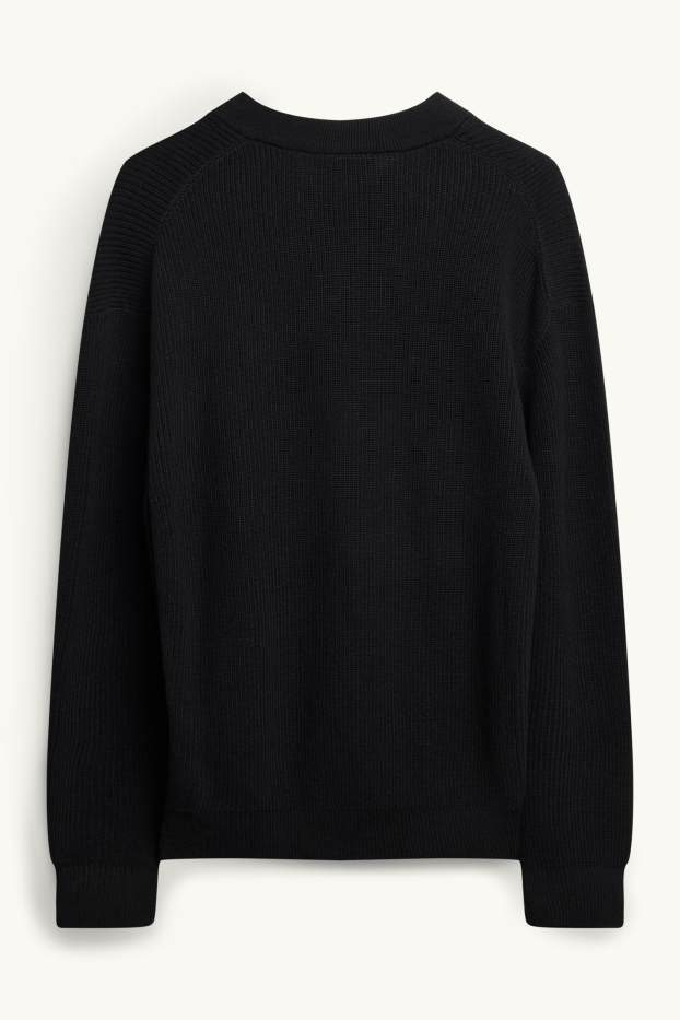 Hommes - Pull avec encolure en V - noir