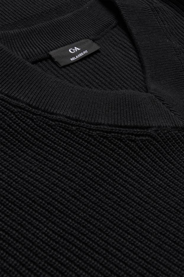 Hommes - Pull avec encolure en V - noir