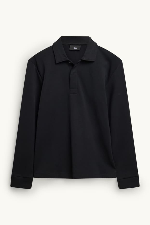 Bărbați - Tricou polo cu mânecă lungă - negru