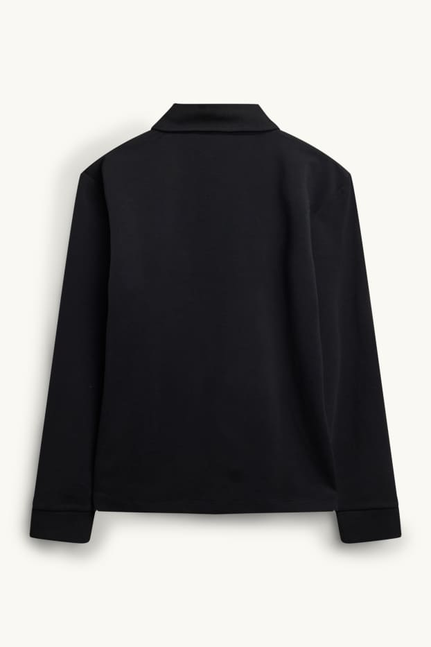 Bărbați - Tricou polo cu mânecă lungă - negru
