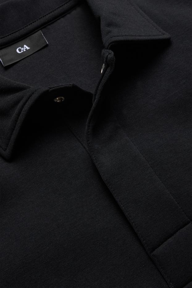 Bărbați - Tricou polo cu mânecă lungă - negru