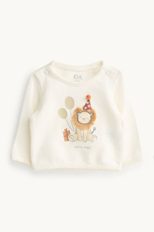 Unisex - Leeuw - babysweatshirt - wit