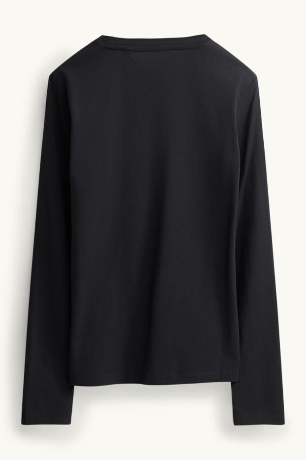 Femei - Tricou cu mânecă lungă - slim fit - negru