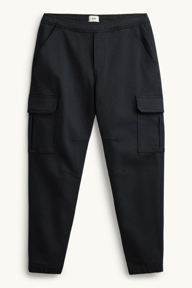 Bărbați - Pantaloni cargo - tapered fit - negru