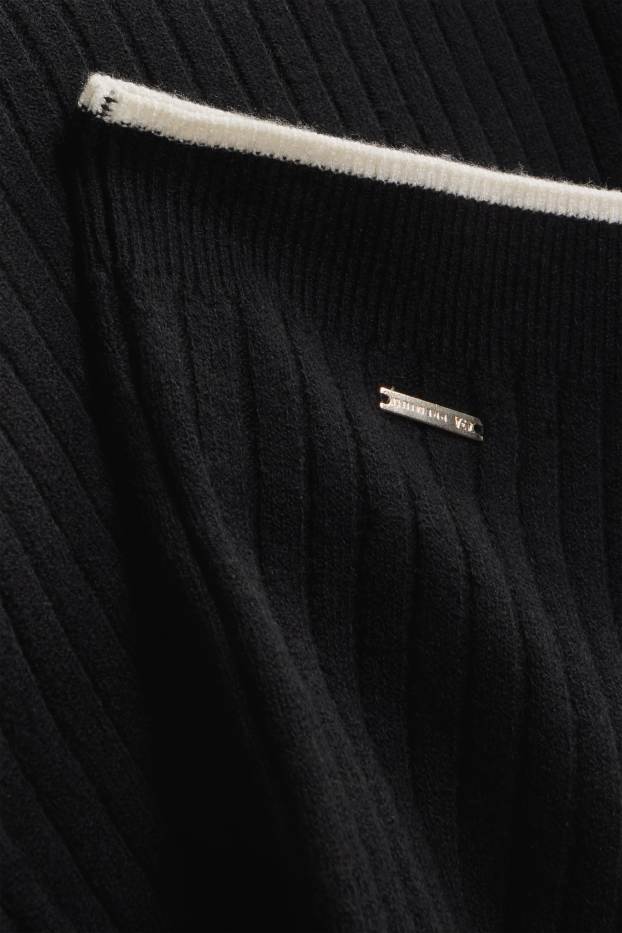 Children Girls - Turtleneck jumper - ribbed - black