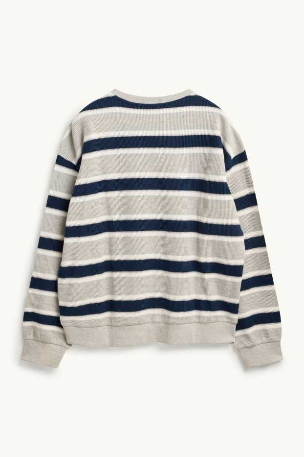 Hommes - Haut à manches longues - relaxed fit - à rayures - gris clair / bleu foncé