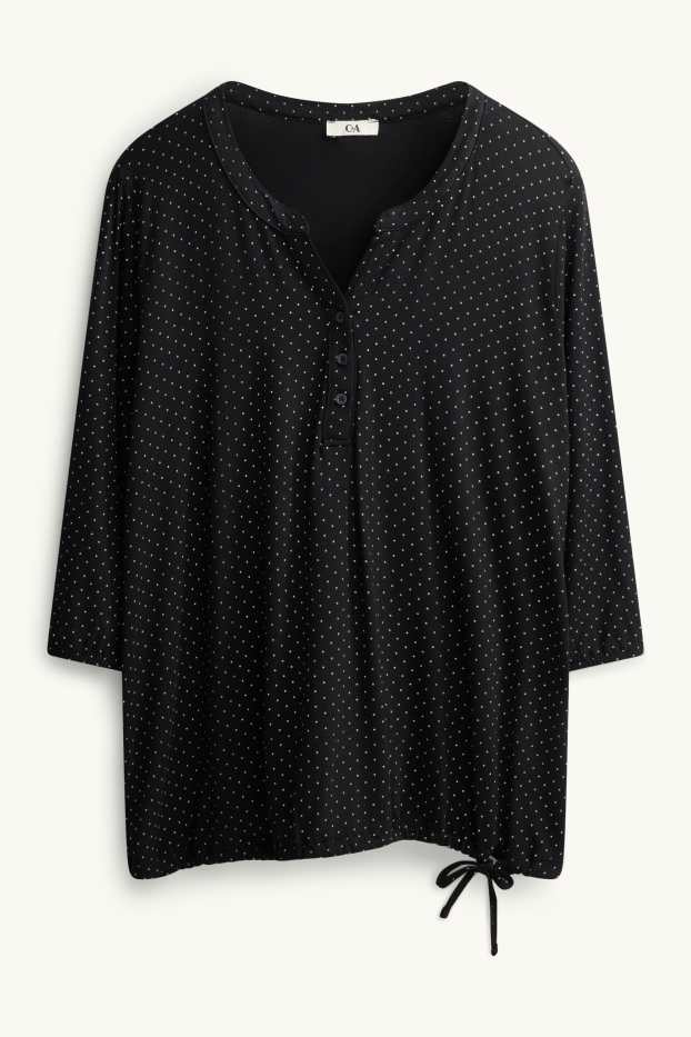Donna - Maglia a maniche lunghe - a pois - nero / bianco