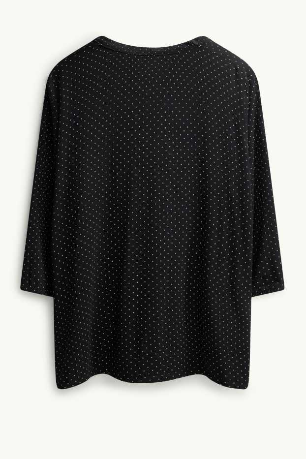 Donna - Maglia a maniche lunghe - a pois - nero / bianco
