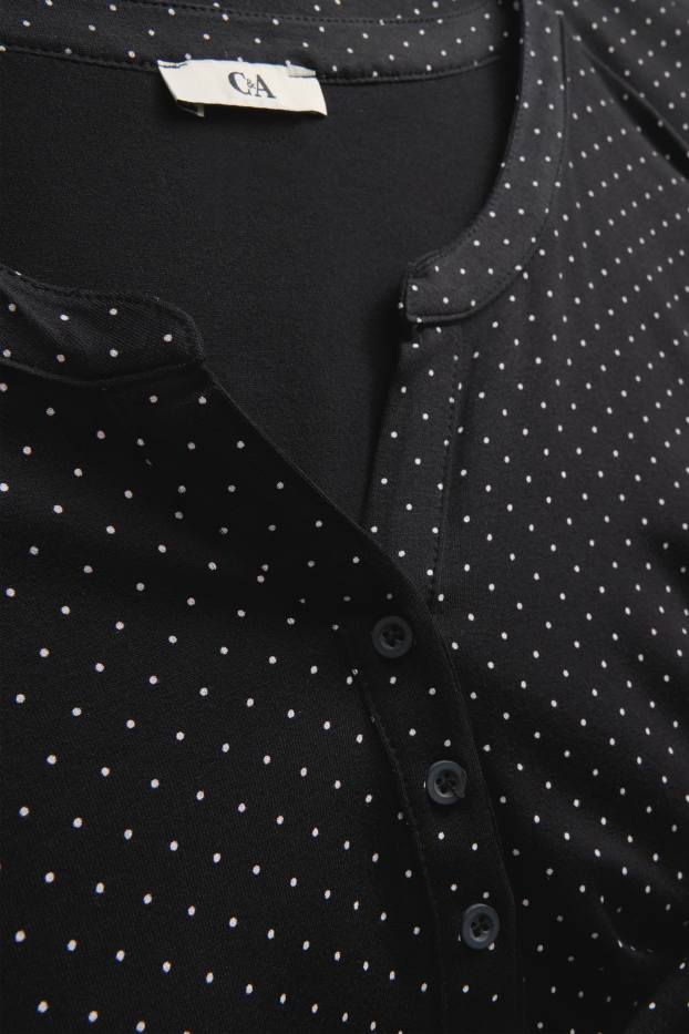 Donna - Maglia a maniche lunghe - a pois - nero / bianco