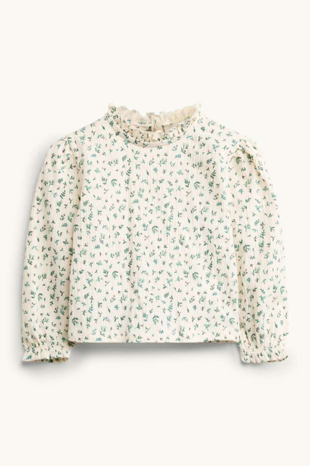 Enfants filles - Ensemble - chemisier et débardeur - 2 pièces - à fleurs - vert / blanc crème