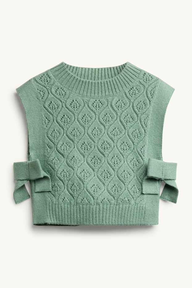 Enfants filles - Ensemble - chemisier et débardeur - 2 pièces - à fleurs - vert / blanc crème