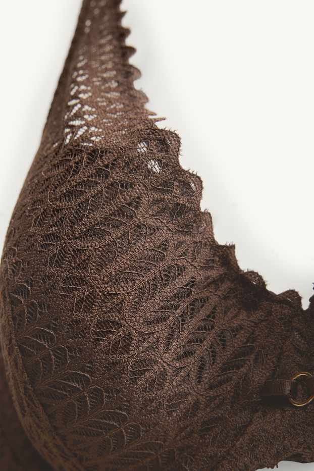 Women - Underwire bra - PLUNGE - padded - dark brown