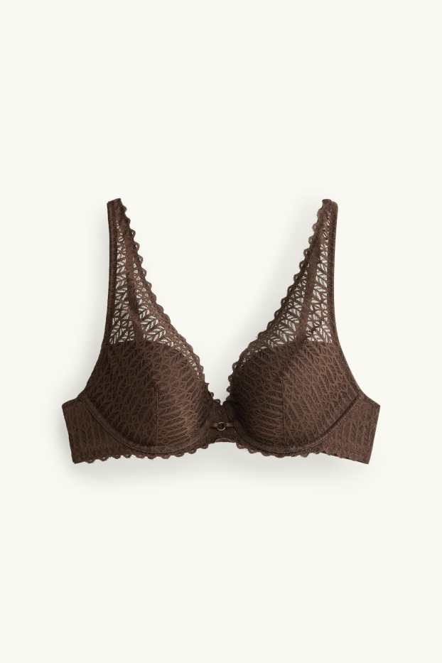 Women - Underwire bra - PLUNGE - padded - dark brown