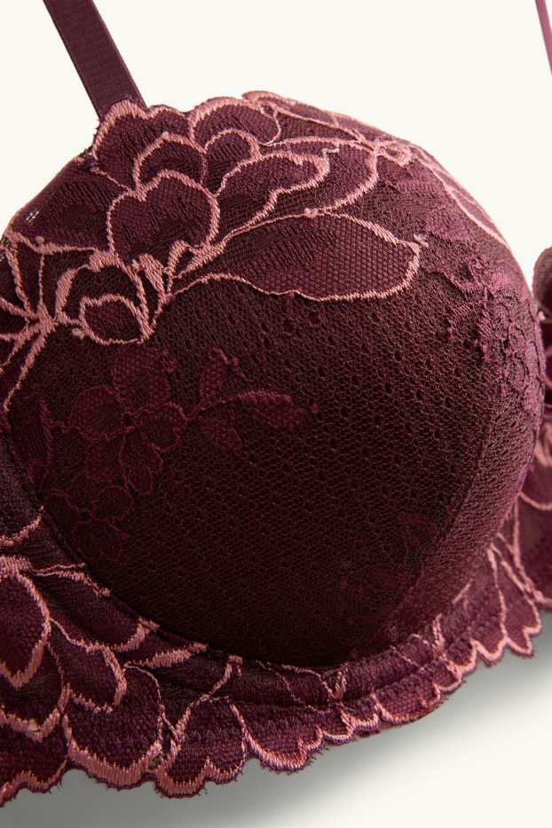 Women - Underwire bra - BALCONETTE - padded - bordeaux