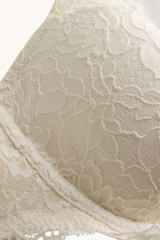 Donna - Reggiseno con ferretti - PLUNGE - imbottito - bianco crema