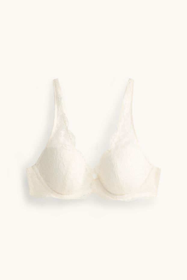 Donna - Reggiseno con ferretti - PLUNGE - imbottito - bianco crema