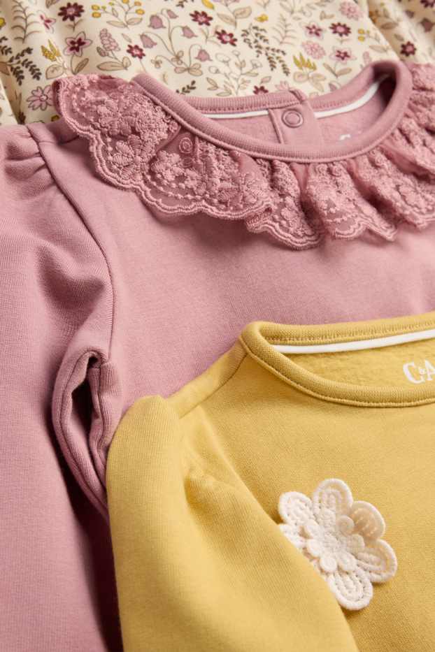 Bébés filles - Lot de 3 - sweat bébé - rose / beige