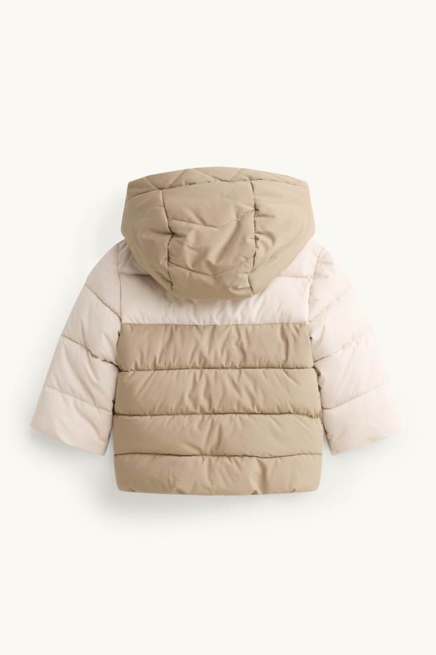 Baby: jongens - Tijger- babyjas met stiksels en capuchon - gevoerd - beige