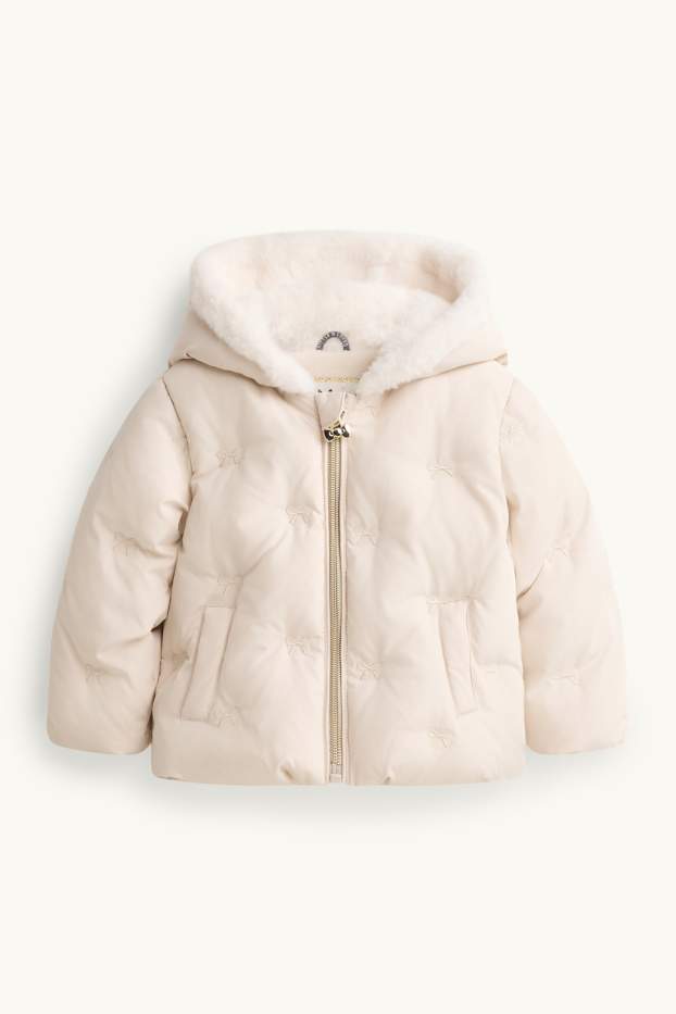 Bébés filles - Petit nœud - doudoune pour bébé avec capuche - doublée - crème