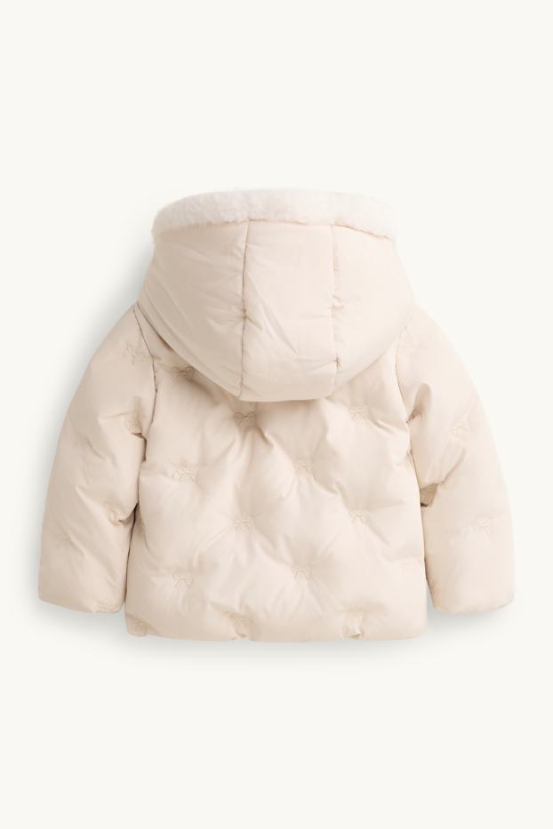 Bébés filles - Petit nœud - doudoune pour bébé avec capuche - doublée - crème