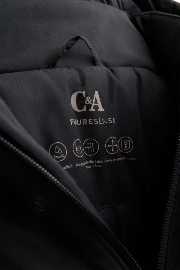 Hommes - Veste à coquille souple avec capuche - doublée - finition déperlante - noir