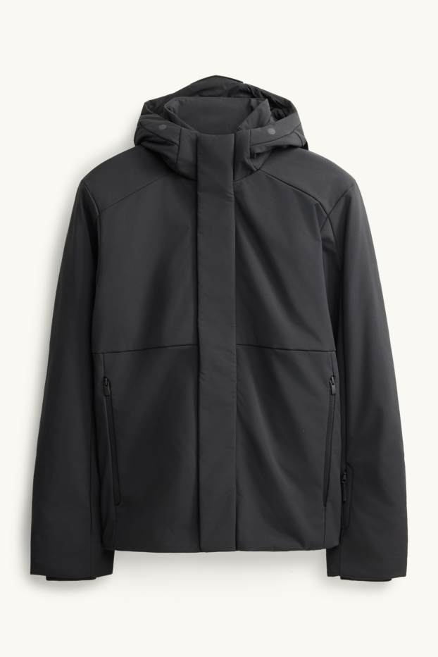 Hommes - Veste à coquille souple avec capuche - doublée - finition déperlante - noir