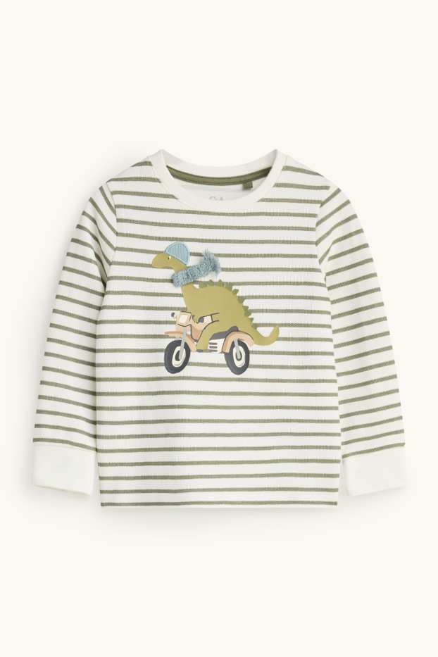 Children Boys - Dino - long sleeve T-shirt - striped - white / green