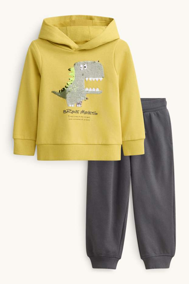 Nen - Dinosaures - conjunt - dessuadora amb caputxa i pantalons de xandall - 2 peces - groc