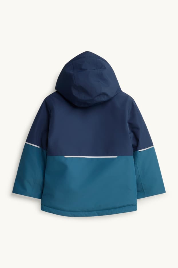 Kinder Buben - Regenjacke mit Kapuze - gefüttert - wasserdicht - blau / dunkelblau