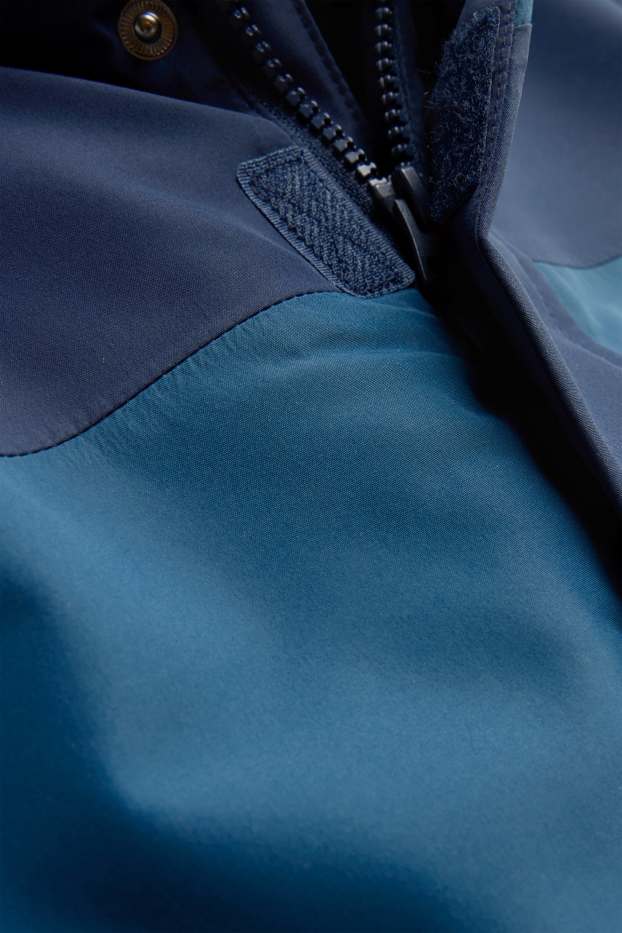 Kinder Buben - Regenjacke mit Kapuze - gefüttert - wasserdicht - blau / dunkelblau