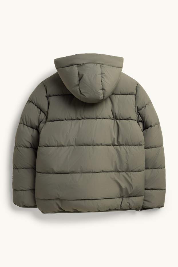 Kinder Buben - Steppjacke mit Kapuze - wasserabweisend - grün