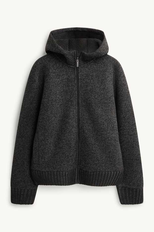 Herren - Sweatjacke mit Kapuze - dunkelgrau-melange