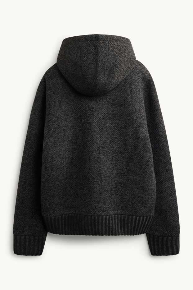 Herren - Sweatjacke mit Kapuze - dunkelgrau-melange
